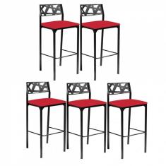 Imagem de Kit 5 Banquetas Luiza Corino Vermelho Magaine