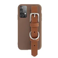 Imagem de Pulseira de couro capa de silicone para Samsung Galaxy A13 A23 A33 A53 A73 4G 5G Capa fosca para telefone de pulso, castanho-avermelhado, para A73 5G