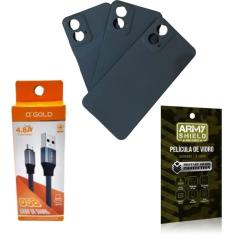 Imagem de Capinha Preto Moto G34 + Cabo Tipo-C 2 Metros+Pelicula 3D