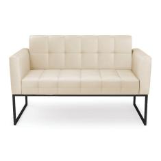 Imagem de Sofá Namoradeira Elisa Corino Base Metálica Industrial Preto - D`rossi Bege