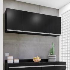 Imagem de Armário Aéreo 1,60M Com 4 Portas Cozinha Área De Serviço Lavínia Preto