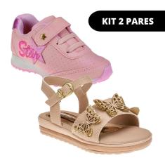 Imagem de Kit 2 Sapato Tênis Infantil Feminino e Sandália Menina Escolar-Feminino