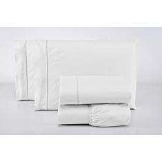 Imagem de Jogo De Lençol Solteiro 2 Peças 400fios 100% Algodão Premium (Branco)
