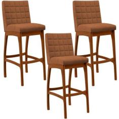 Imagem de Kit 03 Banquetas Alta Para Cozinha Sala De Jantar Fixa Mila B04 Bouclê