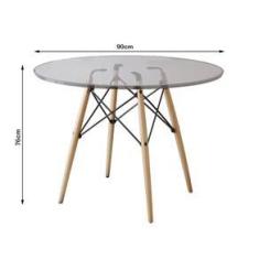 Imagem de Mesa De Jantar Eiffel Redondo Tampo De Vidro 90cm