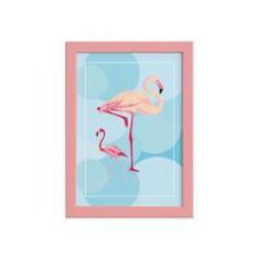 Imagem de Quadro Decorativo MDF Flamingos e Círculos Moldura  22x32cm