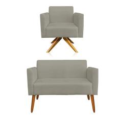 Imagem de 01 Namoradeira E 01 Poltrona Marisa Suede Marrom Rato