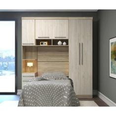 Imagem de Guarda Roupa Modulado Solteiro 6 Portas 2 Cabideiros Com Cabeceira Mas
