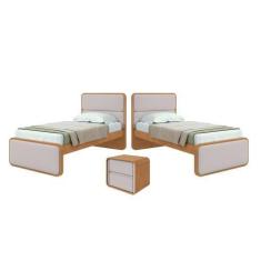 Imagem de Quarto Infantil Com 2 Camas Solteiro Loop Tecido Corano E Mesa De Cabe