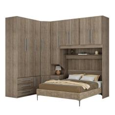 Imagem de Guarda-Roupa De Canto Com Espaço Para Cama Box Queen Size 1218E Castan
