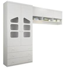 Imagem de Guarda Roupa Roupeiro Ludi Infantil 2 Portas + Armário Aéreo Módulo 3