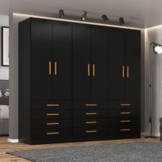 Imagem de Guarda-Roupa Casal New Mônaco 6 Portas 12 Gavetas Preto - Evidência Mó