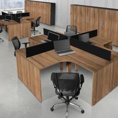 Imagem de Mesa Delta Corporativa 25mm 137cm X 137cm Noce/Preto