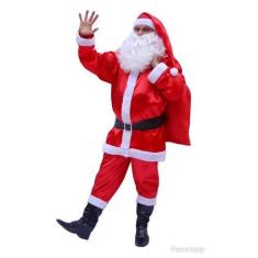 Imagem de Fantasia Papai Noel Adulto Completa Saco de Presentes Gorro do P ao G2