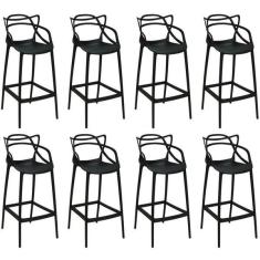 Imagem de Kit 8 Banquetas Allegra Com Encosto Design Cozinha/bancada -