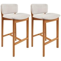 Imagem de Kit 02 Banquetas Alta Para Cozinha Sala de Jantar Bar Dara L02 Linho C