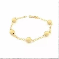 Imagem de Pulseira Moça Delicada Bolas Fosca Festa Folheado 18k