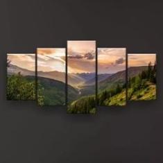 Imagem de Quadro Decorativo Montanha Raios Solares 129x61 Sala Quarto