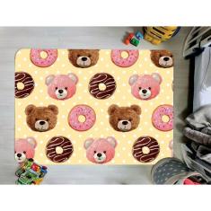 Imagem de Tapete Infantil Emborrachado Antiderrapante Divertido 95cmx130cm Urso Donuts