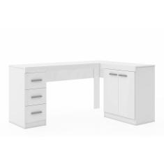 Imagem de Mesa De Escritorio Msm446 C 2 Portas E 3 Gavetas Branco Movelbento