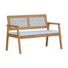 Imagem de Sofá 2 Lugares-namoradeira Garden Madeira Maciça Assento Estofado Encosto Trançado Corda - Natural Acquablock Bege