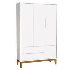Imagem de Guarda Roupa Infantil New Classic 3 Portas Branco Com Pés Madeira  Rel