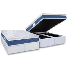 Imagem de Cama Box Baú King: Colchão Molas Probel Prolastic ProDormir Blue + Base CRC Courano White(193x203)