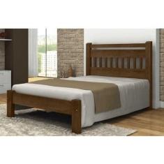 Imagem de Cama de Casal Antares de Madeira Maciça Angelim Pedra/Tauari - Imbuia
