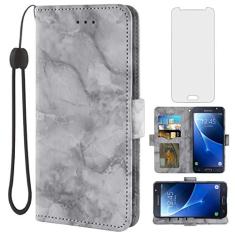 Imagem de Asuwish Compatível com Samsung Galaxy J5 2016 e capa protetora de tela de vidro temperado, acessórios, compartimento para cartão, fólio, suporte, carteira de mármore, capas de telefone para Glaxay J5