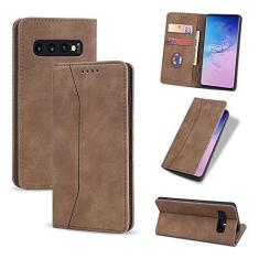 Imagem de UEEBAI Capa carteira para Samsung Galaxy S10, capa de couro PU premium vintage fosco carteira flip [compartimentos para cartões] [fecho magnético] função de suporte fólio à prova de choque protetor