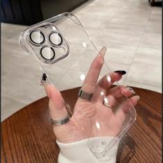 Imagem de Capa ultrafina sem moldura transparente com revestimento de luxo para iPhone 15 14 Plus 13 12 11 Pro Max Capa de proteção rígida transparente para câmera, transparente, para iPhone 14Pro Max