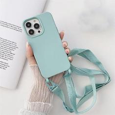 Imagem de Estojo macio de silicone líquido para cordão transversal de luxo para iPhone 13 12 Mini 11 Pro XR X XS Max 7 8 plus SE 2020 Capa para alça de ombro, azul claro, para iPhone 7 Plus