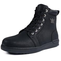 Imagem de Tênis masculino de equitação de motocicleta, sapatos de equitação de rua, respiráveis, tênis para esportes motorizados, couro sintético preto com cadarço e suporte de tornozelo para homens, sola