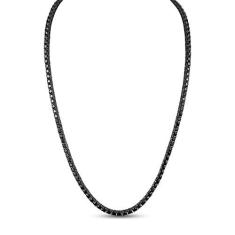 Imagem de Bling Bling NY Colar unissex de 1 fileira de tênis, acabamento preto, diamantes criados em laboratório, 3 mm, 4 mm, 5 mm, 6 mm, corrente de tênis, 40 a 76 cm, pulseira de 16,5 a 23 cm, Bracelet 7.5'',