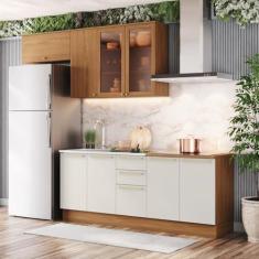 Imagem de Cozinha Compacta 5 Pç com Tampo para Cooktoop Yasmin Espresso Móveis Nature/Areia HP