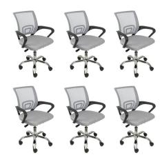 Imagem de Kit 6 Cadeiras para Escritorio Diretor Tela Mesh Tok 3310 Cinza
