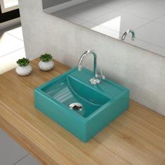 Imagem de Kit Cuba Q32 Com Válvula Metal Compace  Turquesa
