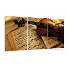 Imagem de Quadro Decorativo Violino Sala Mosaico Em Tecido 120x60