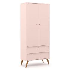 Imagem de Guarda Roupa Infantil 2 Portas e 2 Gavetas Gold 100% MDF Cor Rosê com Eco Wood - Matic Móveis