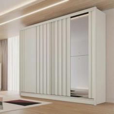 Imagem de Guarda Roupa Solteiro Ripado Com Espelho 2 Portas 4 Gavetas - Galati-O