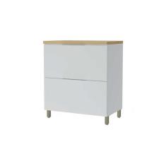 Imagem de Balcão De Cozinha Marquesa 1 Porta E 1 Gaveta C/ Tampo 80cm Branca/Nature - Nesher