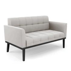 Imagem de Sofá Namoradeira 2 Lugares Base de Madeira Preto Elisa Veludo Cinza D03 - D'Rossi