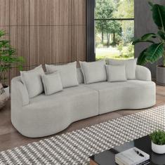 Imagem de Sofá Living Decorativo Salinas 4 ou mais Lugares com Almofadas 290cm Modulado Bouclê Cinza G33 - Gran Belo