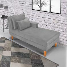 Imagem de Divã Chaise Chloe 160cm Cinza Castanho