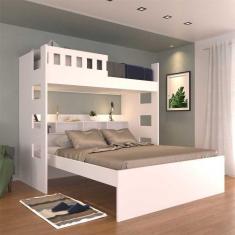 Imagem de Beliche Casal Com Nichos E Grade De Proteção Branco Foscarini