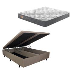 Imagem de Cama Box Queen Baú Bege Com Colchão Adapto Molas Ensacadas - Cama Inho
