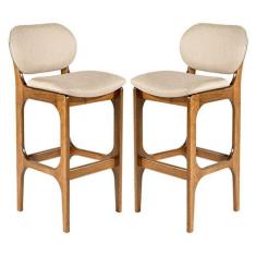 Imagem de Kit 2 Banquetas para Cozinha Americana 50 x 104 Cm Decor Madeira Maciç