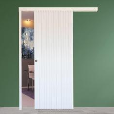 Imagem de Kit Para Porta de Correr Ripada Branco 82cm com Fechadura Branco