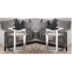 Imagem de Porta Revistas 2 Mesinhas Moderna Lateral Namur Branco 65cm - Colomi