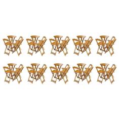 Imagem de Kit 10 Jogos de Mesa Bistrô de Madeira Dobrável com 3 Banquetas - Caramelo